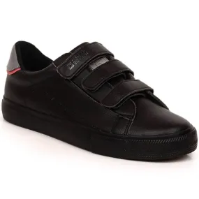 Baskets Big Star M INT1840B en éco-cuir avec velcro, noir le noir