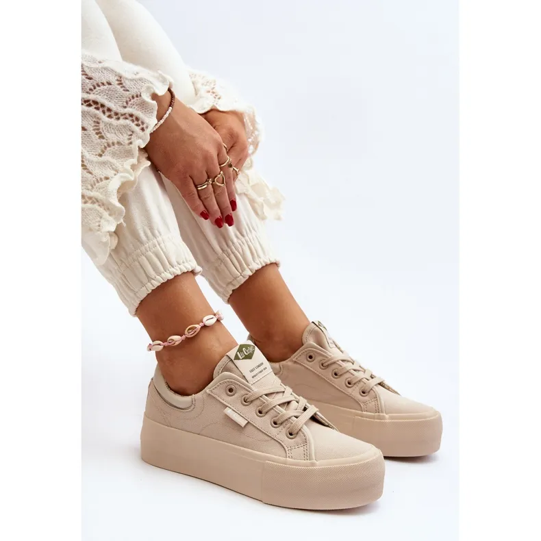 Baskets à plateforme pour femmes Lee Cooper LCW-24-31-2181 Beige