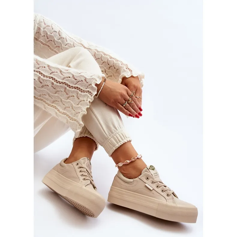 Baskets à plateforme pour femmes Lee Cooper LCW-24-31-2181 Beige