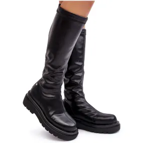 Bottes à plateforme pour femmes avec fermeture éclair GOE MM2N4068 noir le noir