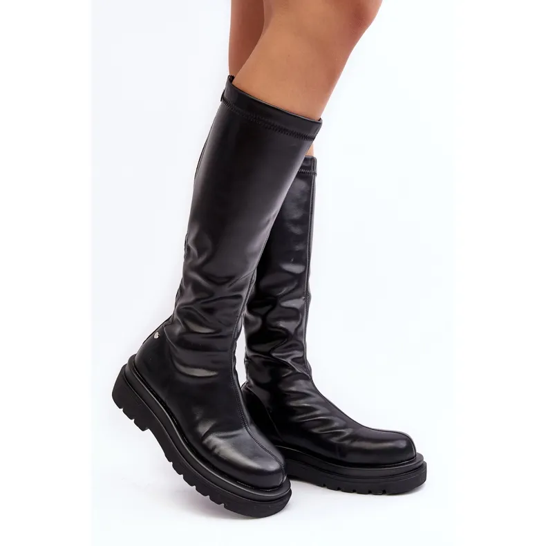 Bottes à plateforme pour femmes avec fermeture éclair GOE MM2N4068 noir le noir