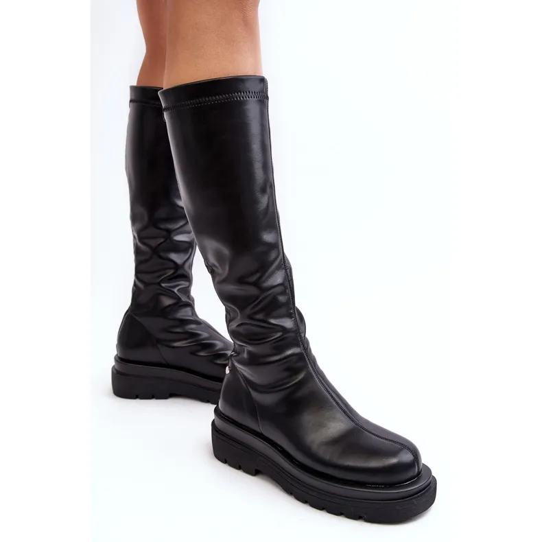 Bottes à plateforme pour femmes avec fermeture éclair GOE MM2N4068 noir le noir