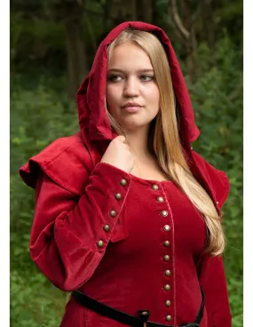 Capuche médiévale-gugel Mirella en velours rouge ⚔️ Boutique Épées