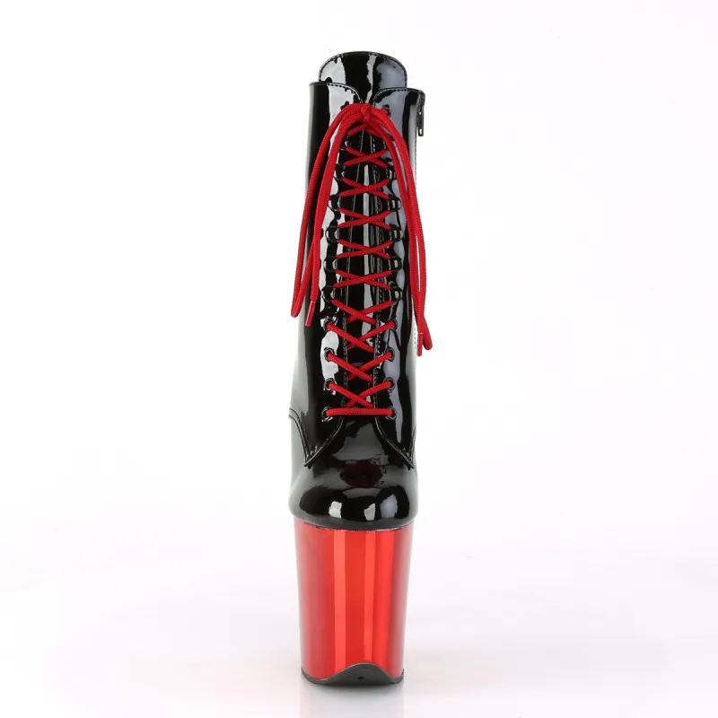 Chaussure Pole Dance exotic flamingo rouge et noire à talon aiguille 20 cm Pleaser