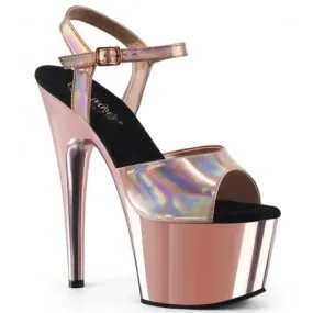 Chaussure pole dance rose gold à plateforme chromée Pleaser