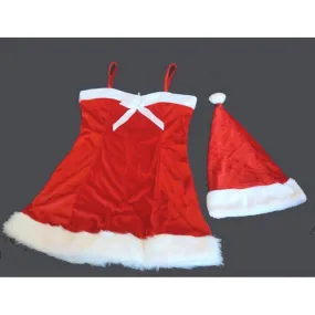 Costume Mère Noel Robe+bonnet velours - Noël  pas cher