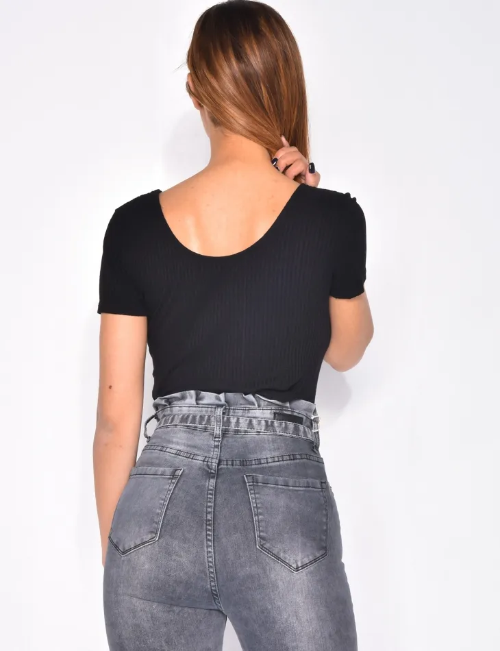 Crop-top côtelé / 28715 - 