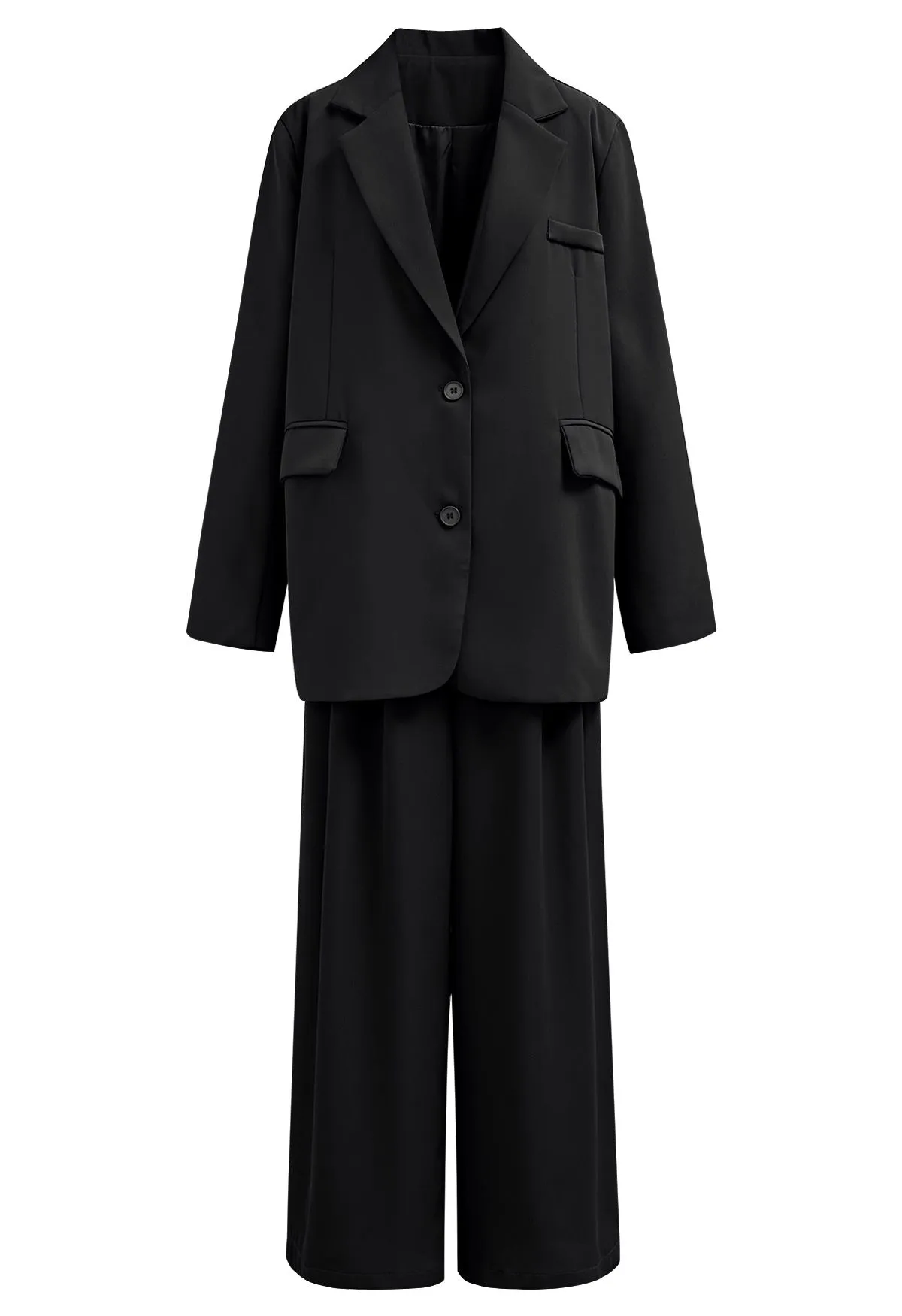 Ensemble blazer et pantalon à revers crantés pour homme de couleur noire