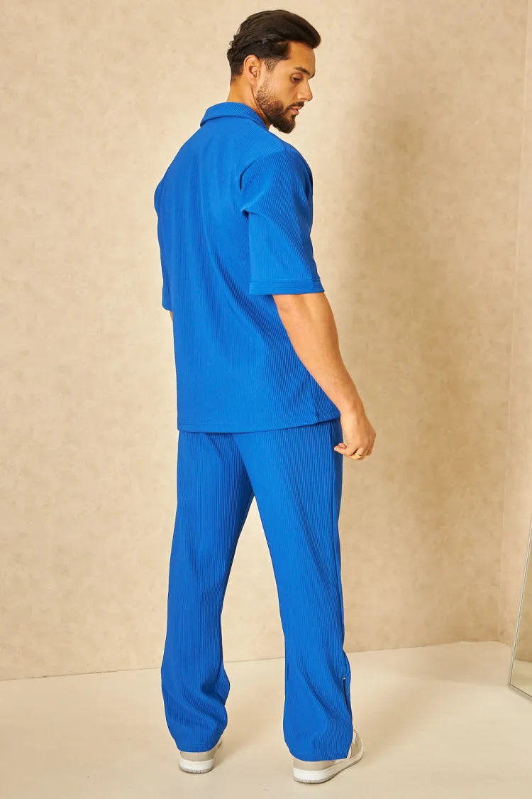 Ensemble t-shirt + jogging côtelé bleu foncé