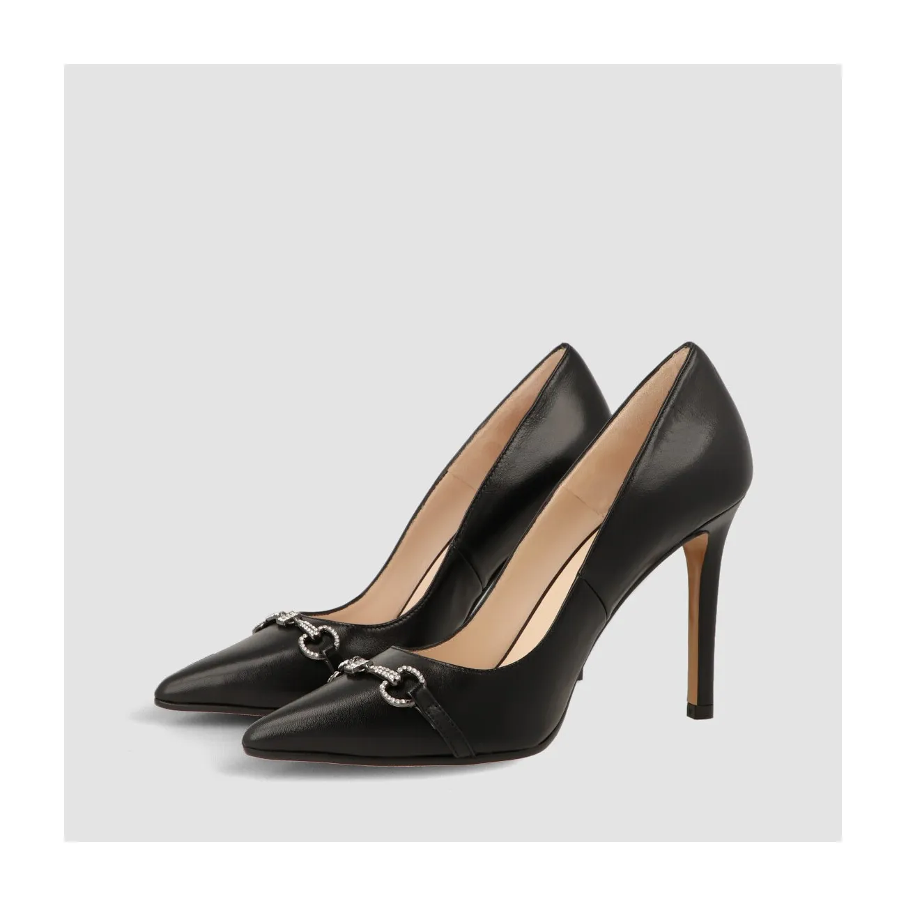 Escarpin avec boucle en cuir noir lisse | Chaussures femme LODI en ligne