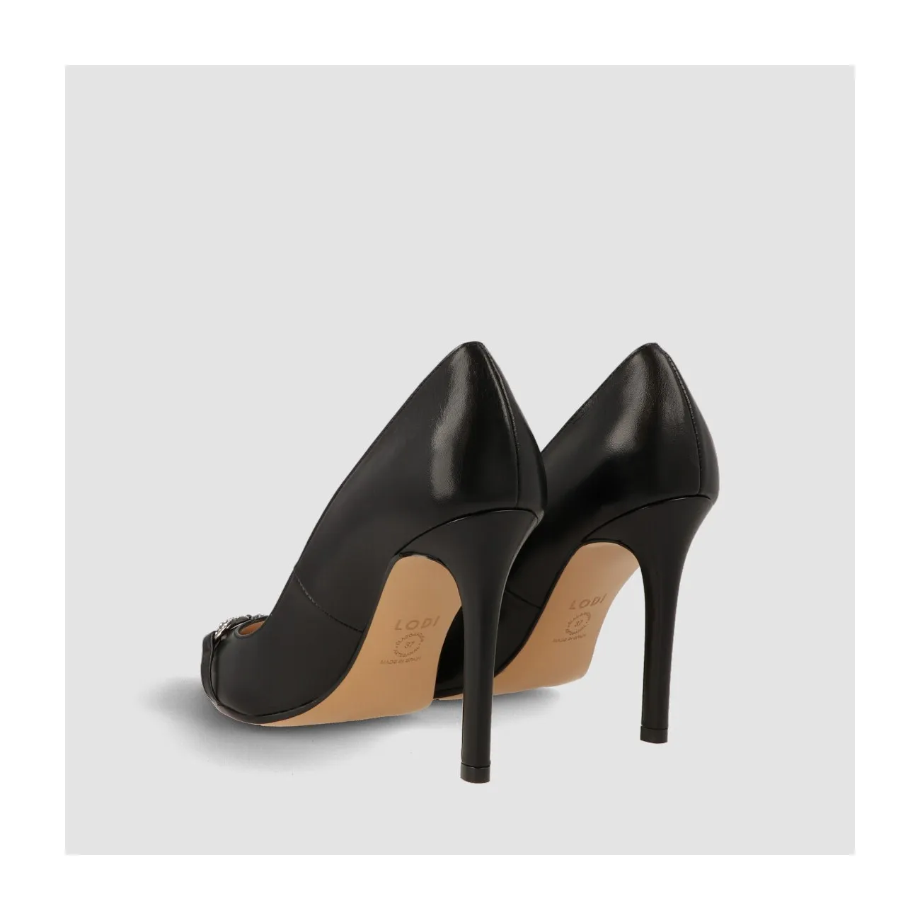 Escarpin avec boucle en cuir noir lisse | Chaussures femme LODI en ligne