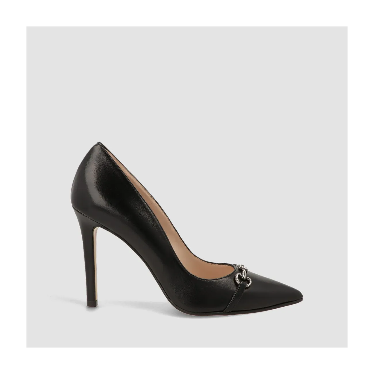 Escarpin avec boucle en cuir noir lisse | Chaussures femme LODI en ligne