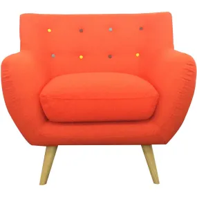 Fauteuil scandinave avec boutons multicolores LIZZY Orange | 3 Suisses