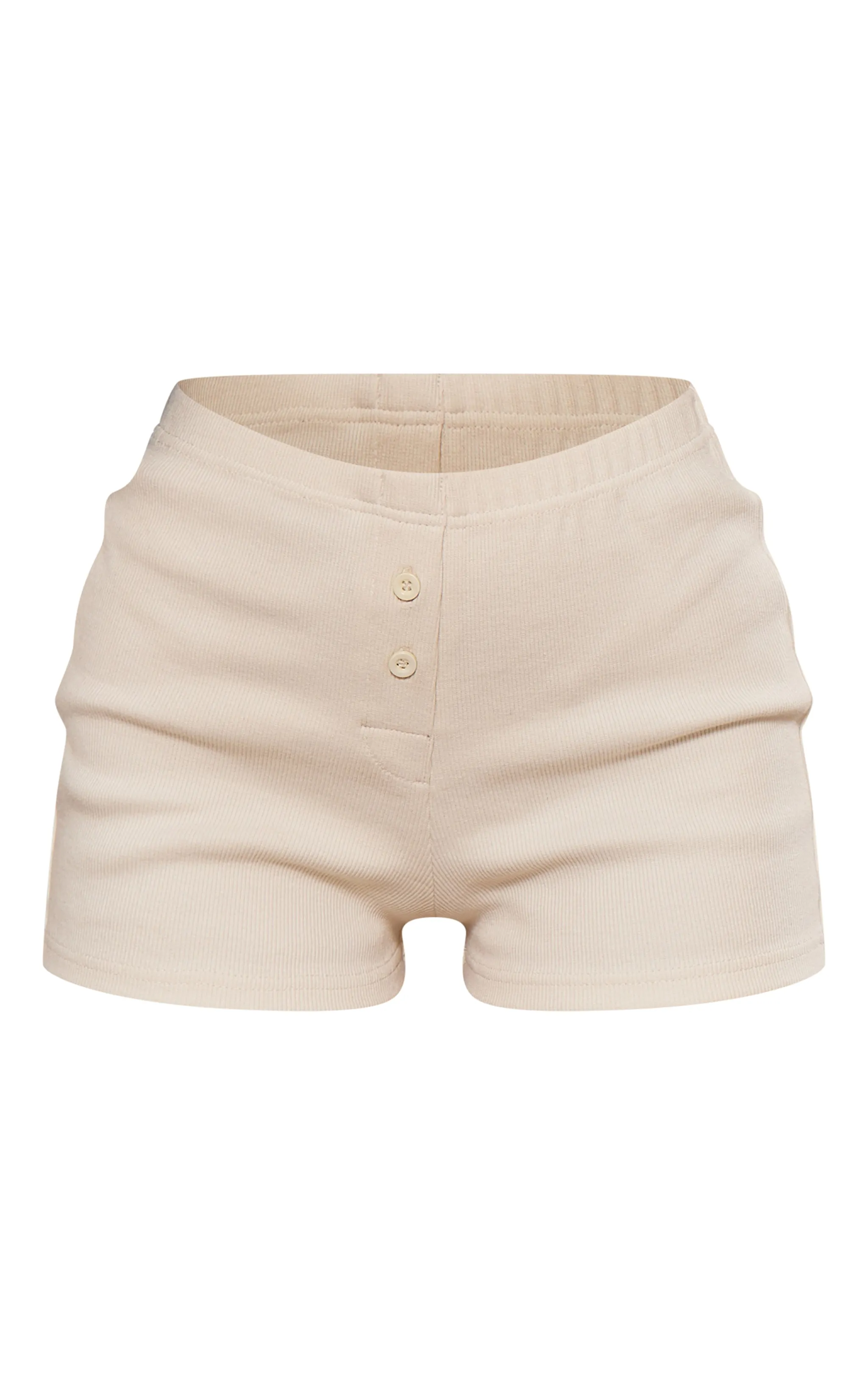 Mini short côtelé crème à détail boutons