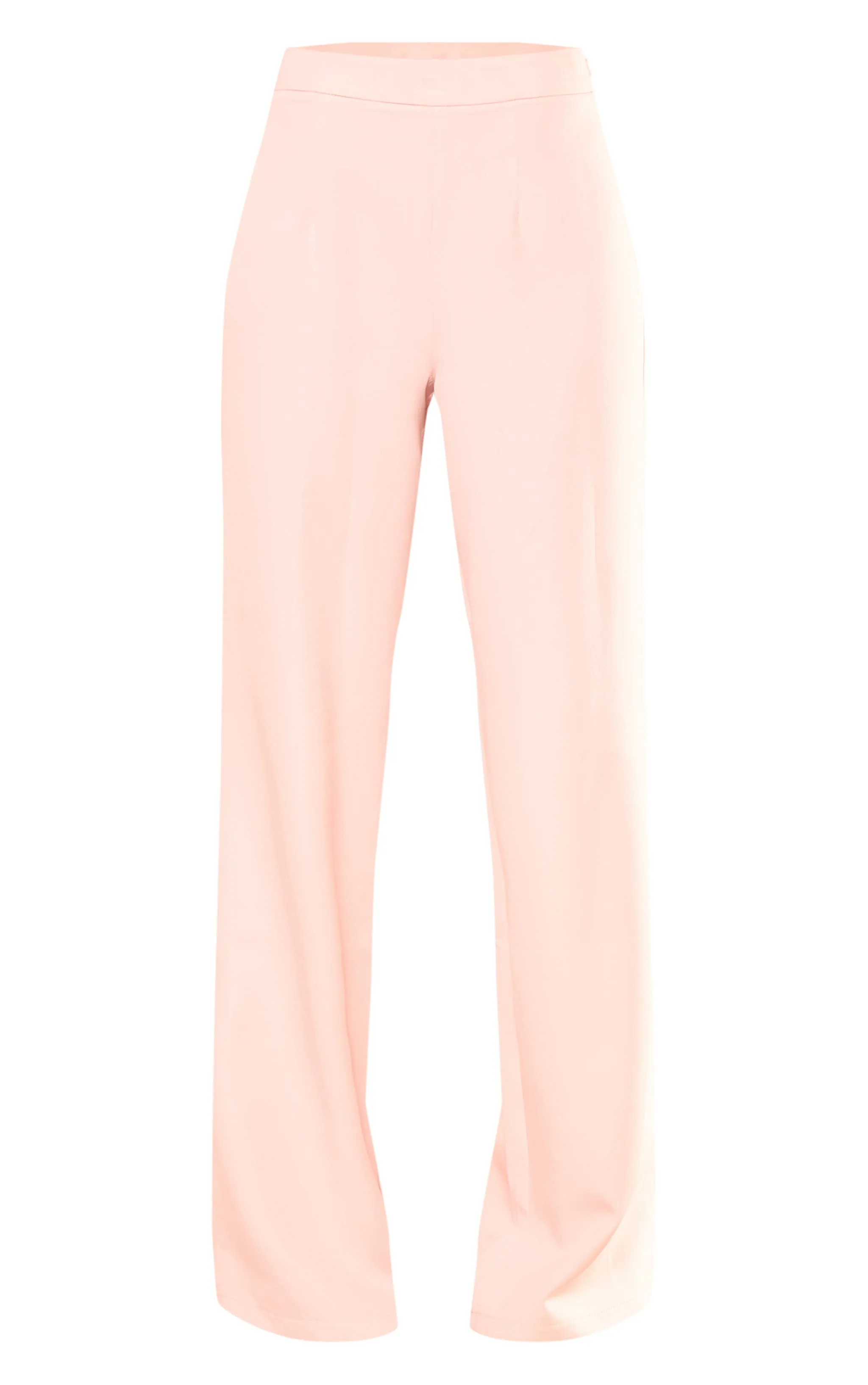 Pantalon de tailleur ample tissé rose pâle à taille haute