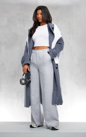 Pantalon de tailleur deluxe gris chiné coupe droite avec plis devant