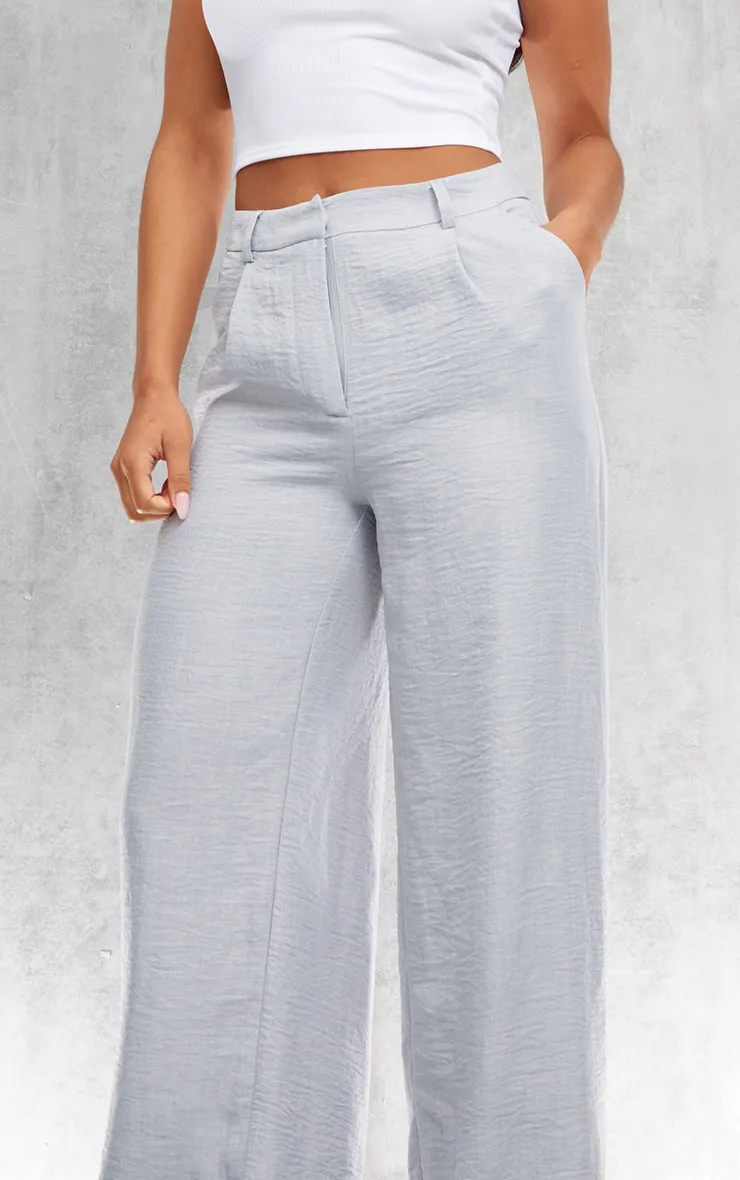 Pantalon de tailleur deluxe gris chiné coupe droite avec plis devant