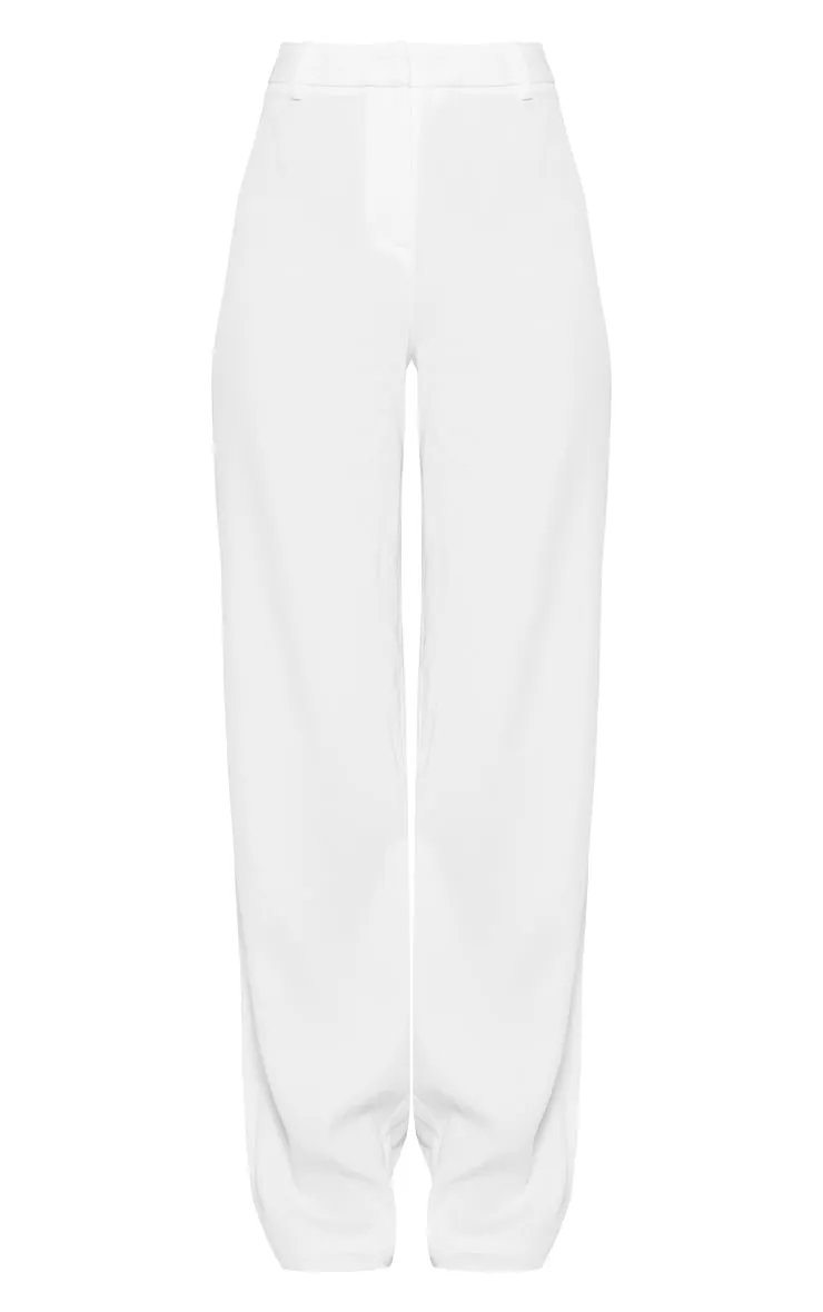 Pantalon de tailleur en maille tissée blanche à taille haute