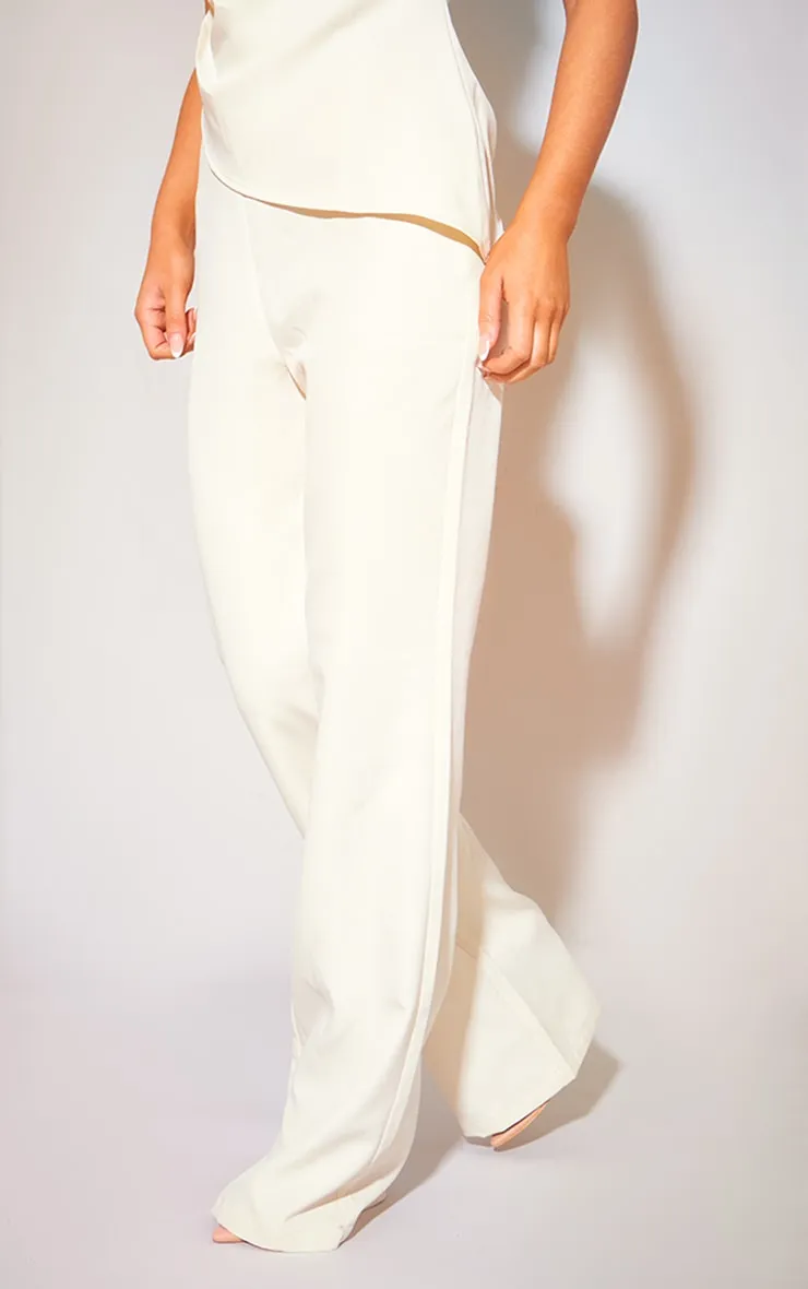 Pantalon de tailleur flare crème à taille basse