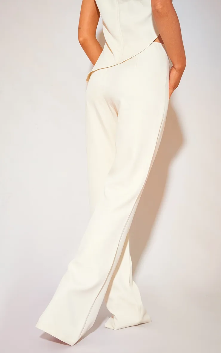 Pantalon de tailleur flare crème à taille basse