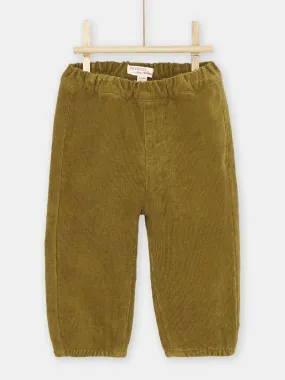 Pantalon en velours vert olive bébé garçon