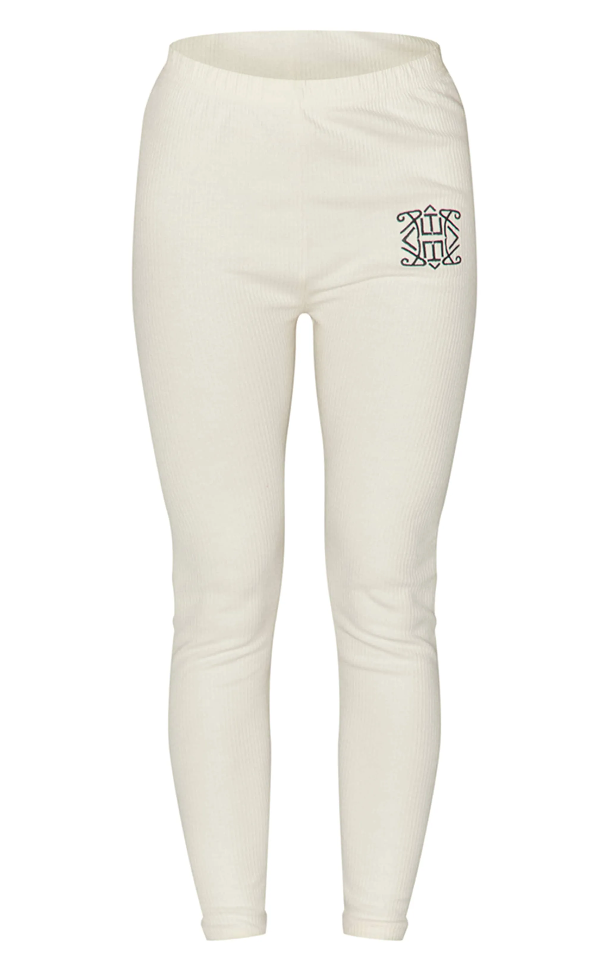 Pantalon flare côtelé doux crème à détail coutures