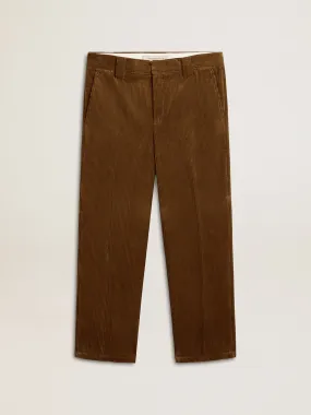 Pantalon homme en velours côtelé vert olive foncé | Golden Goose