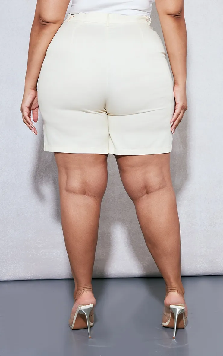 Plus Short de tailleur ajusté effet lin crème