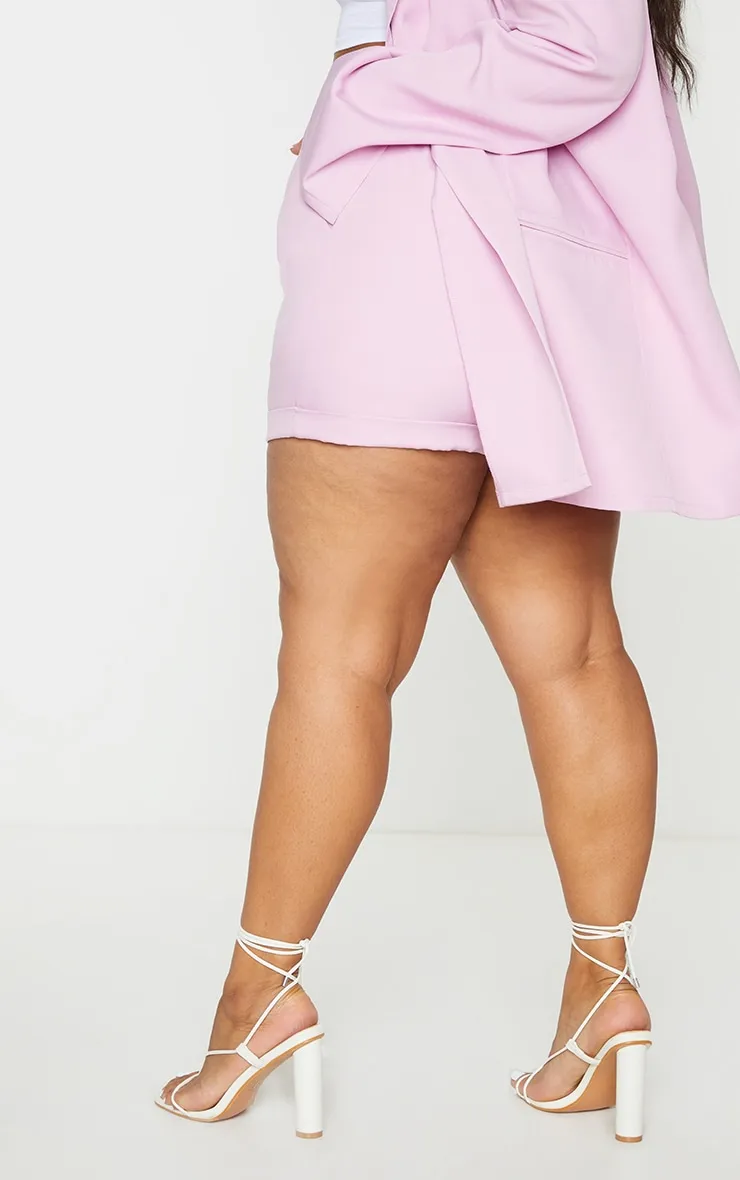 Plus Short de tailleur lilas à taille froncée