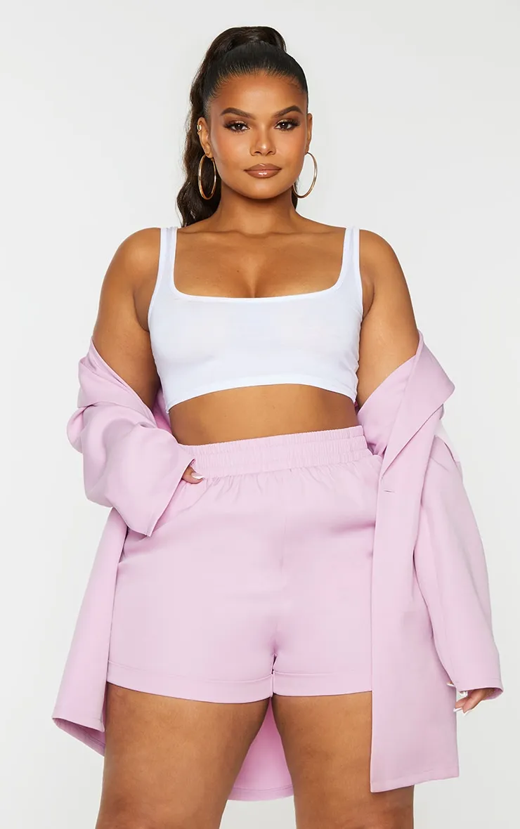 Plus Short de tailleur lilas à taille froncée