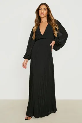 Robe asymétrique plissée en mousseline de soie