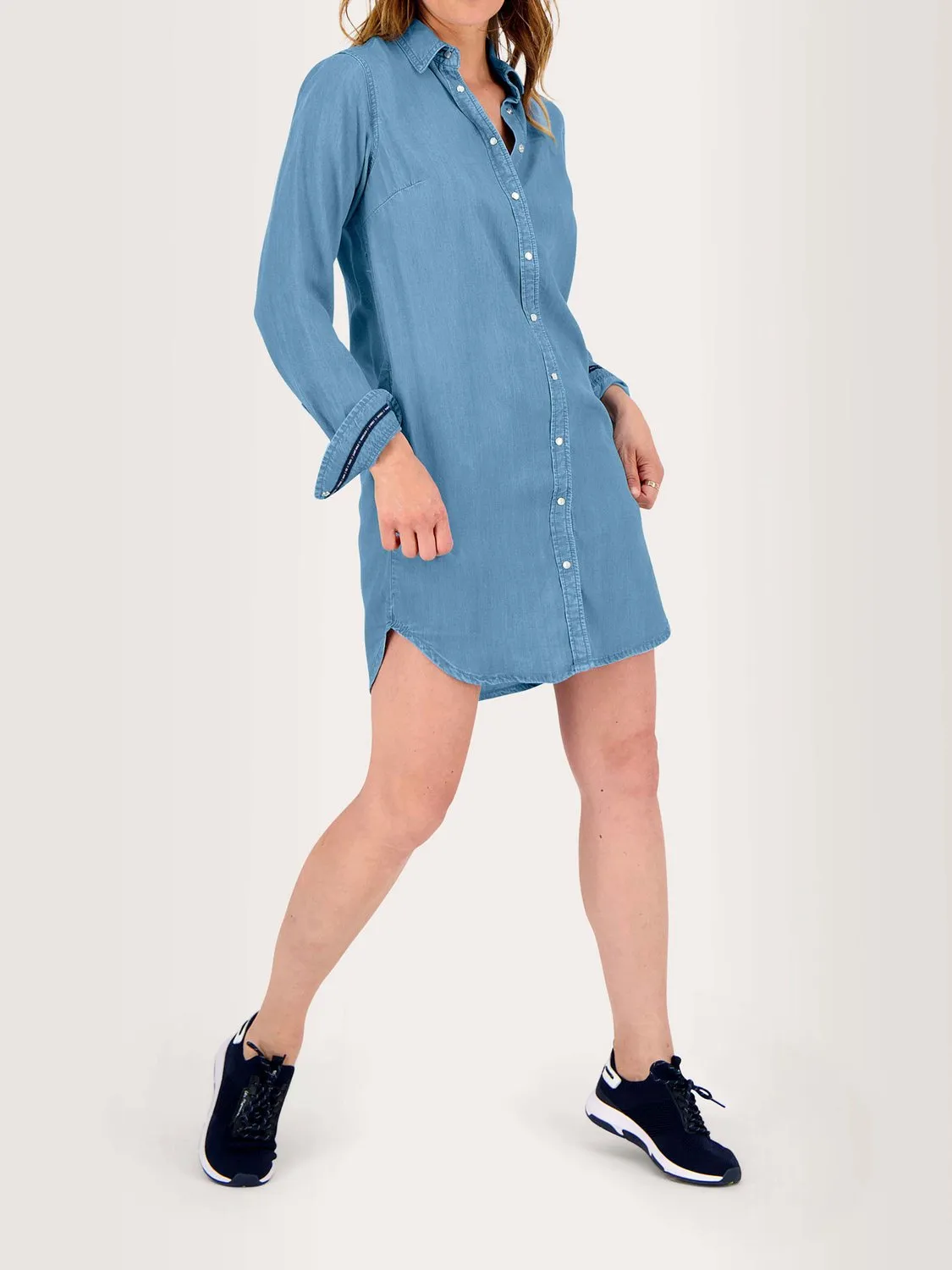 Robe Chemisier Femme Fluide Lyocell Bleu tbs