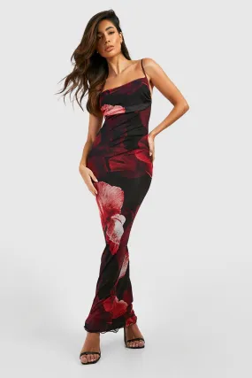 Robe longue fleurie en mesh