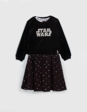 Robe noire 2 en 1 et sweat velours IKKS - STAR WARS™ fille