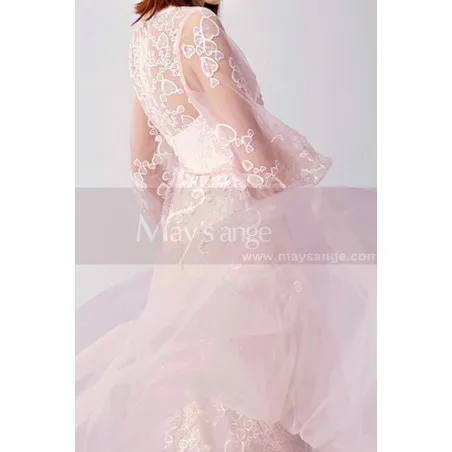 Robe Pour Soirée Chic Rose Clair Avec Manches Transparentes