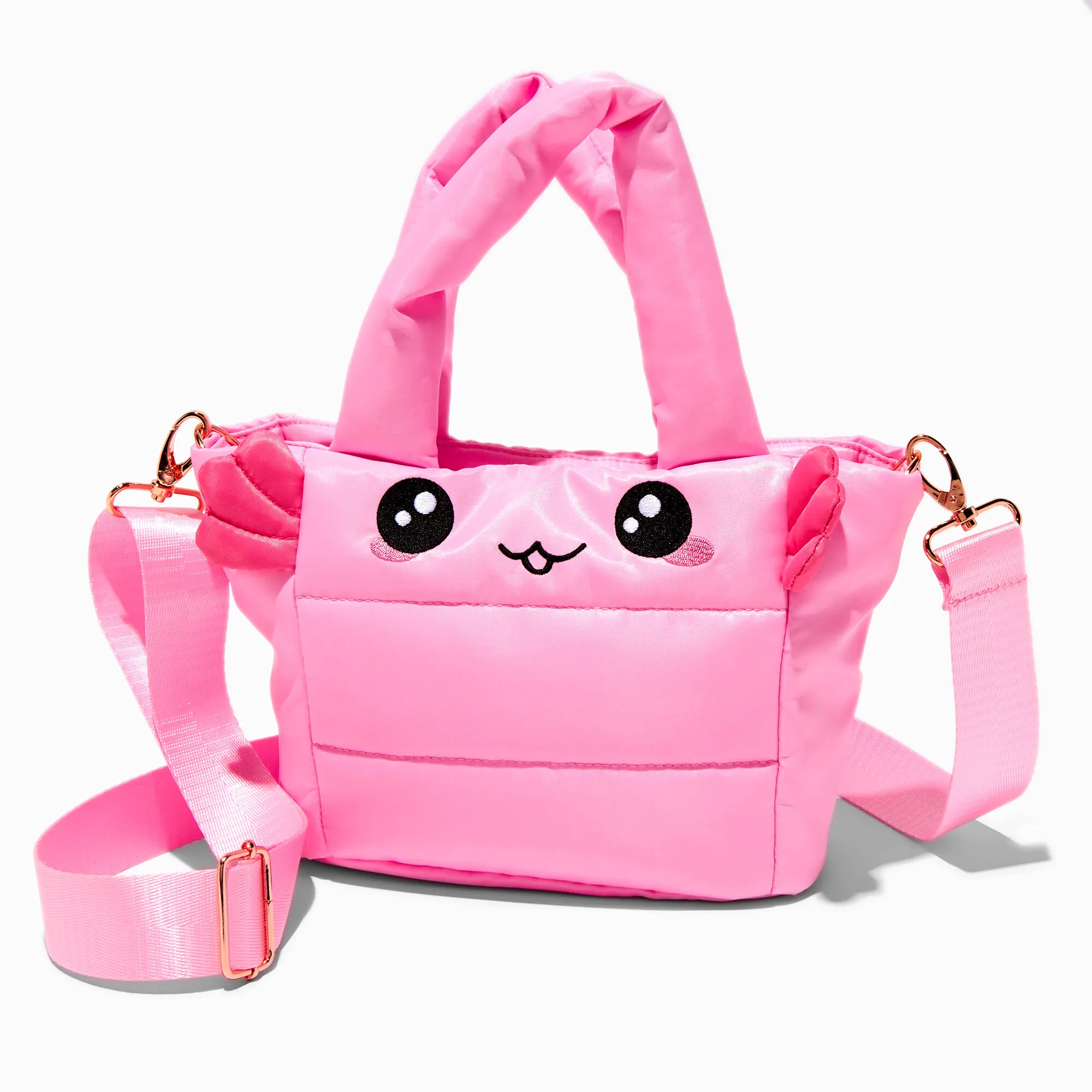 Sac cabas à bandoulière matelassé axolotl rose