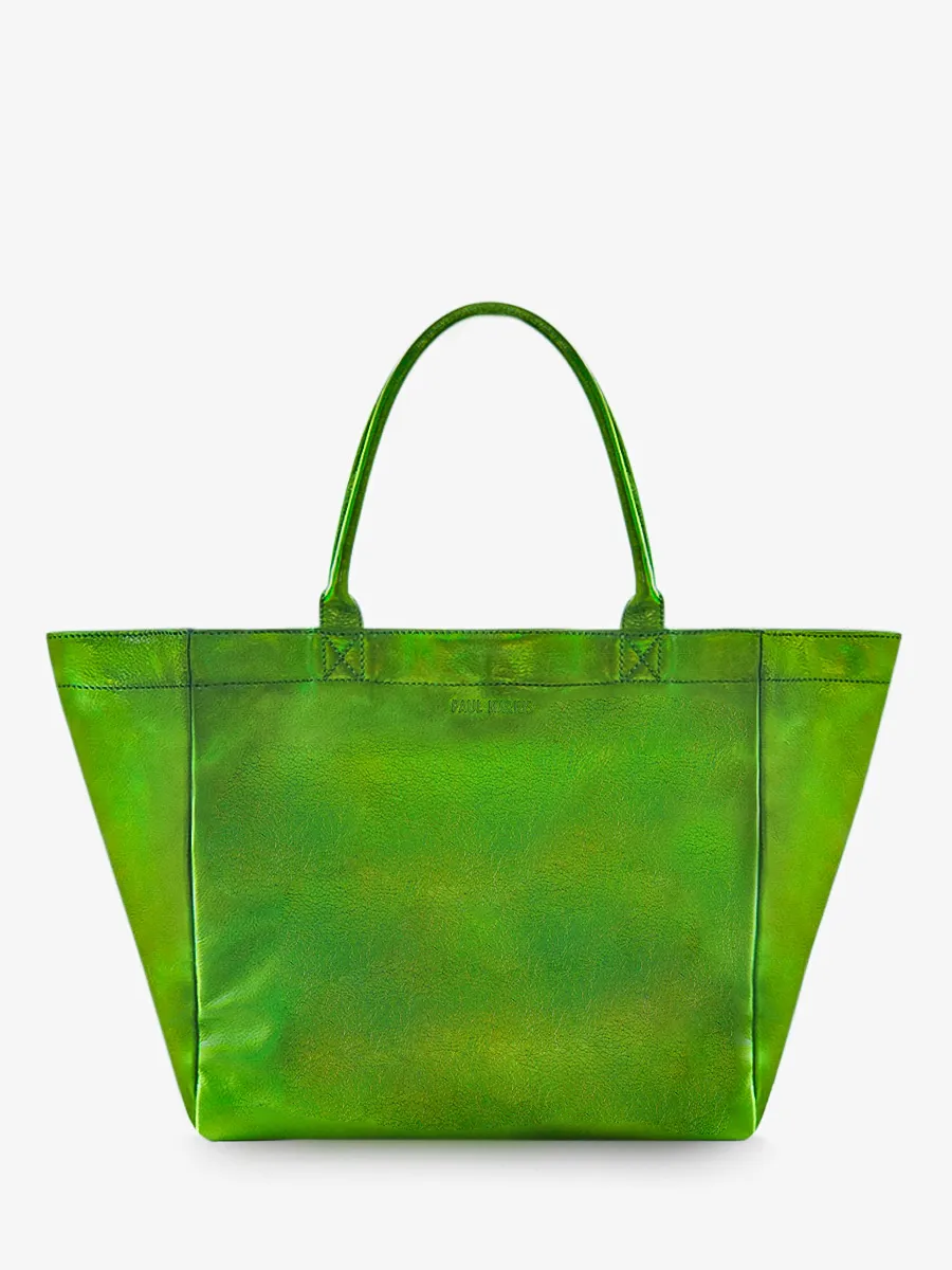 SAC CABAS CUIR FEMME VERT MonPartenaire - M - Absinthe