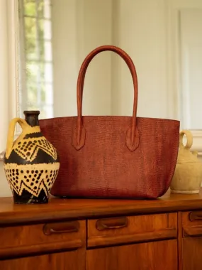 SAC CABAS CUIR MARRON FEMME Édith 1960 - Ambre