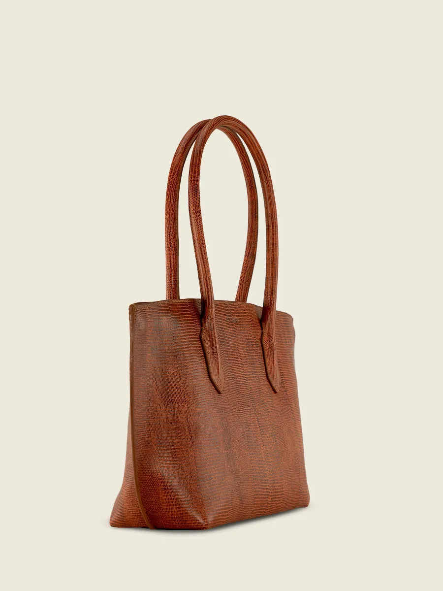 SAC CABAS CUIR MARRON FEMME Édith 1960 - Ambre