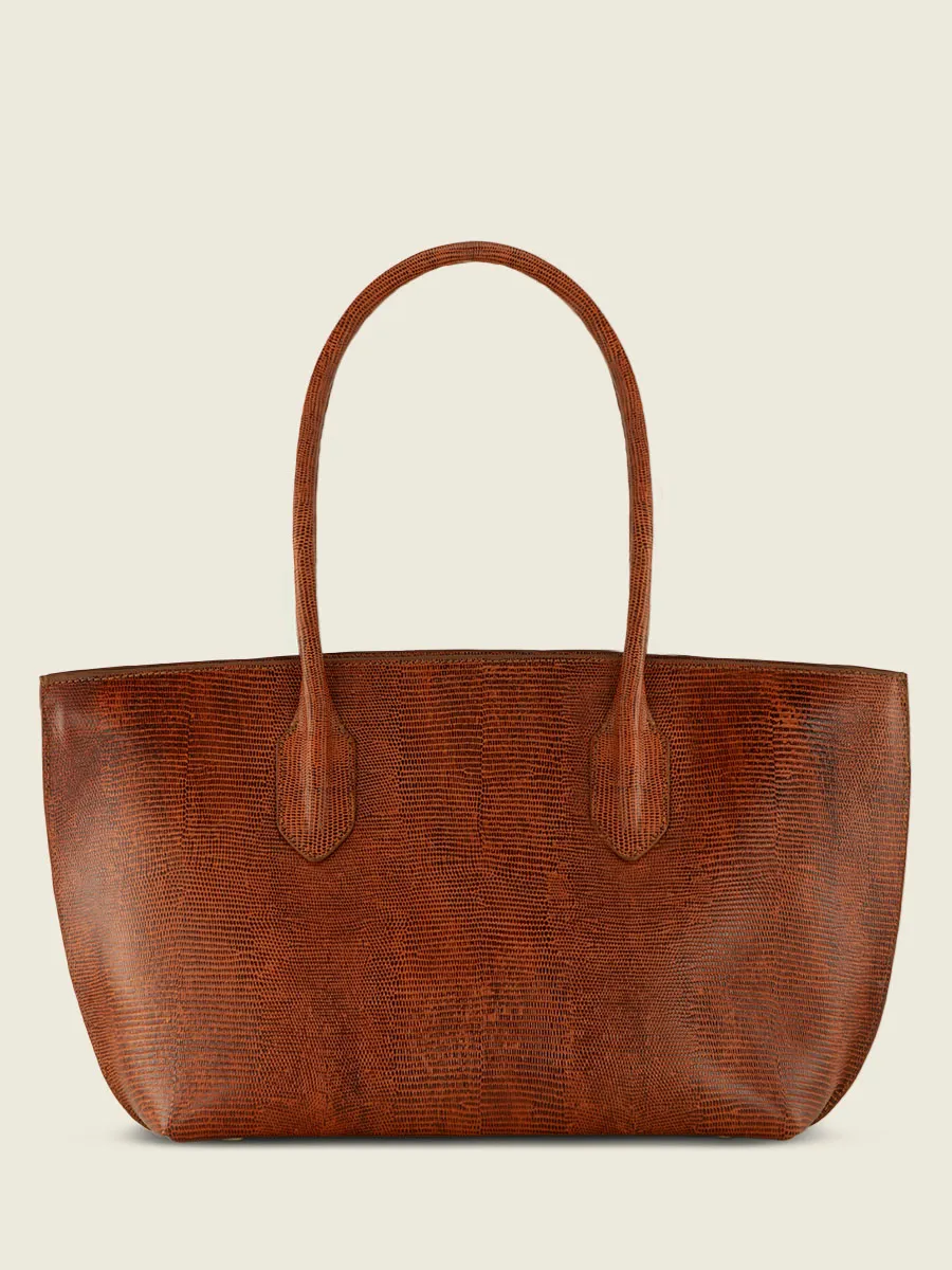 SAC CABAS CUIR MARRON FEMME Édith 1960 - Ambre