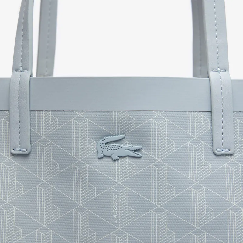 SAC CABAS LACOSTE ZELY MOYEN MONOGRAMME EN TOILE ENDUITE BLEU CIEL