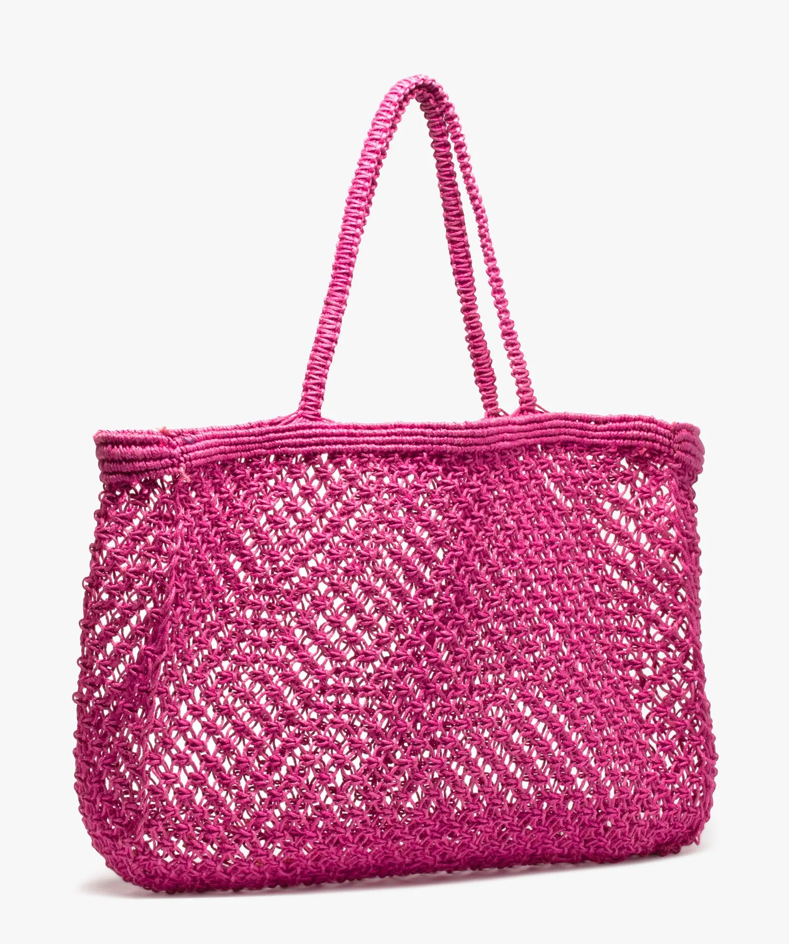 sac de plage femme macrame en jute rose cabas - grand volume