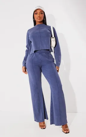 Shape Pantalon doux côtelé bleu flare à poches à l'arrière