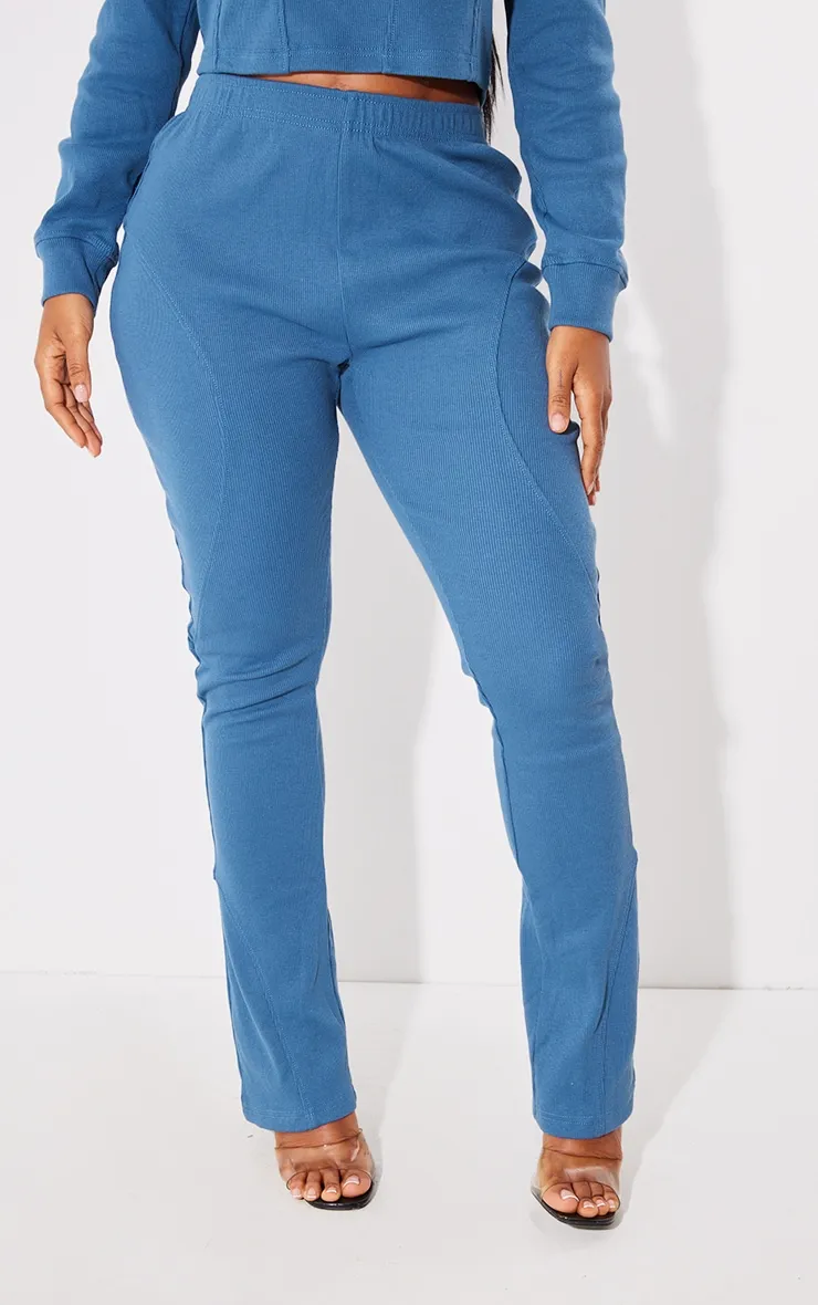 Shape Pantalon flare bleu délavé côtelé à détail coutures