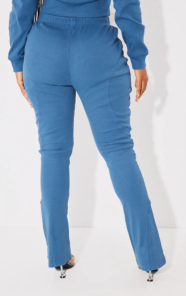 Shape Pantalon flare bleu délavé côtelé à détail coutures