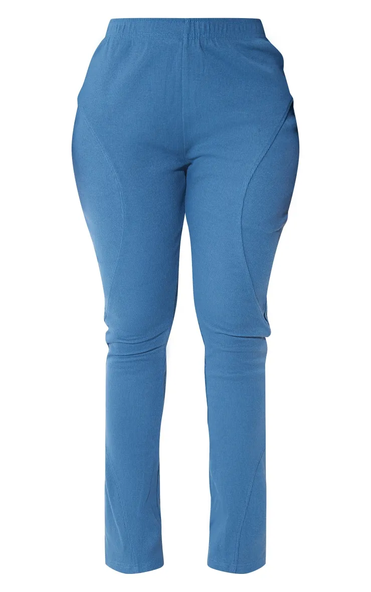 Shape Pantalon flare bleu délavé côtelé à détail coutures