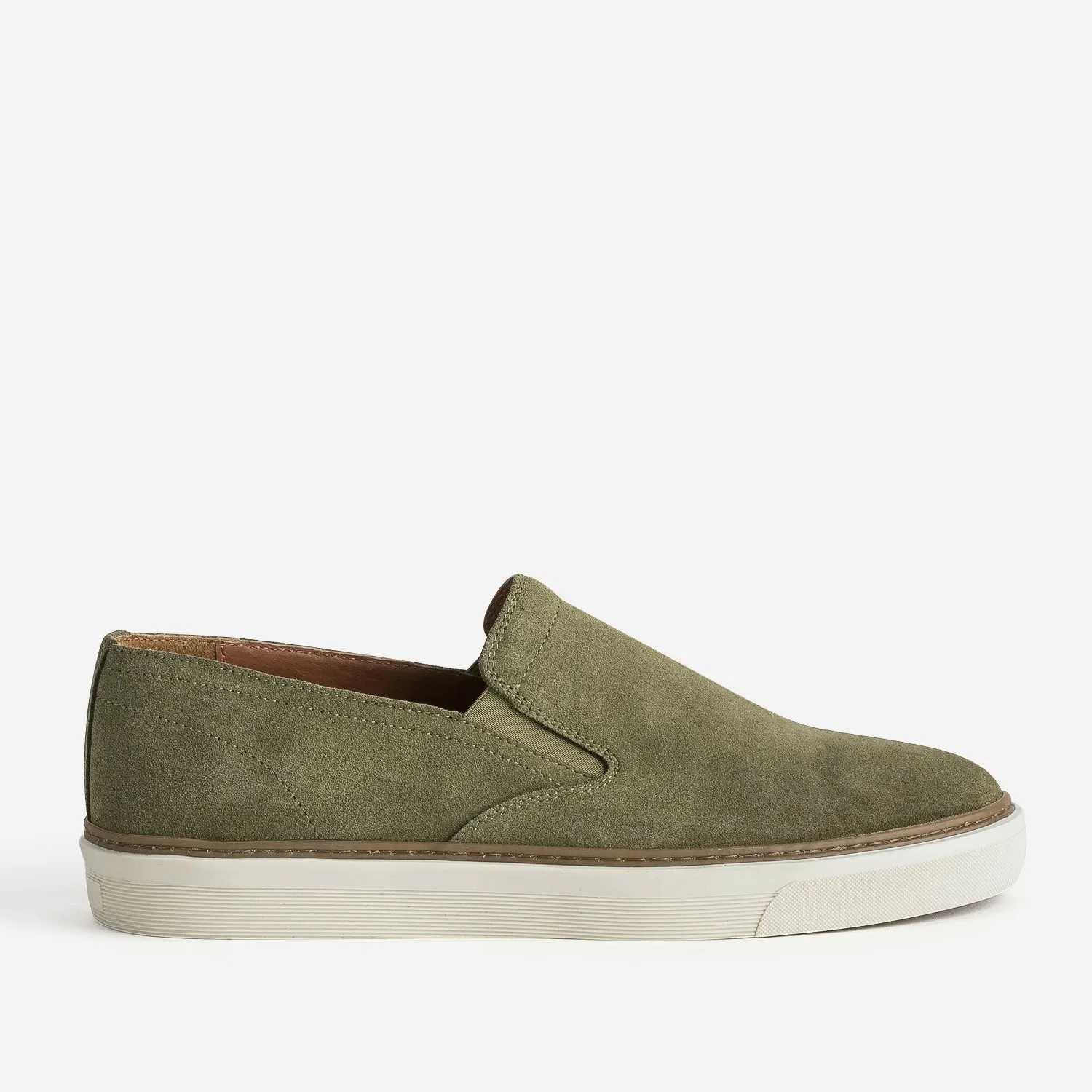 Slip-on kaki éco-conçu en cuir velours - Baskets / Tennis Homme | ERAM