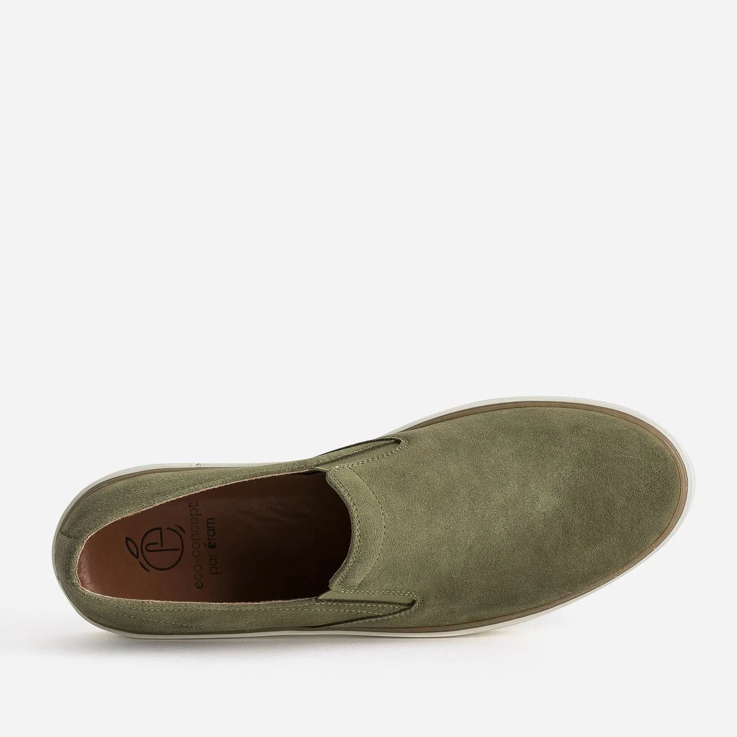 Slip-on kaki éco-conçu en cuir velours - Baskets / Tennis Homme | ERAM