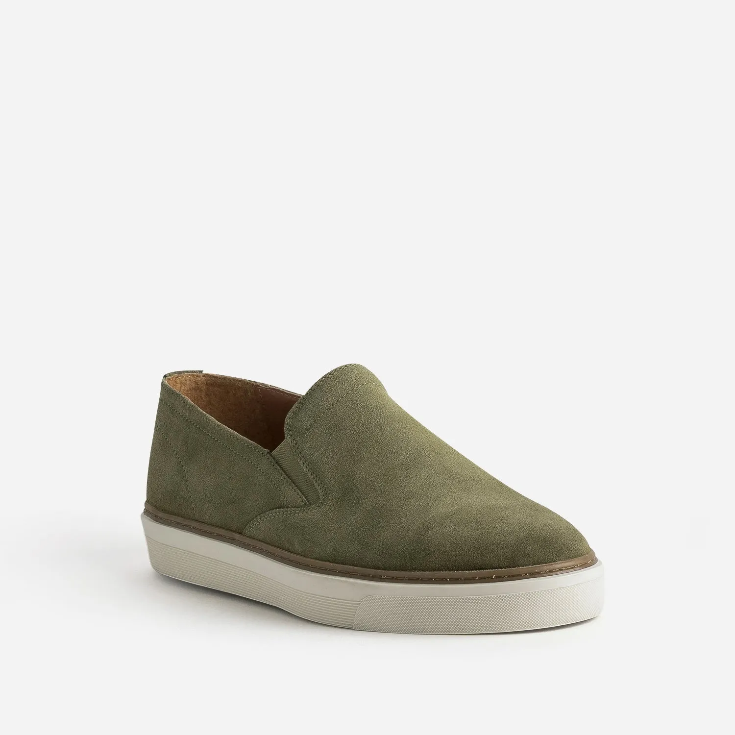 Slip-on kaki éco-conçu en cuir velours - Baskets / Tennis Homme | ERAM