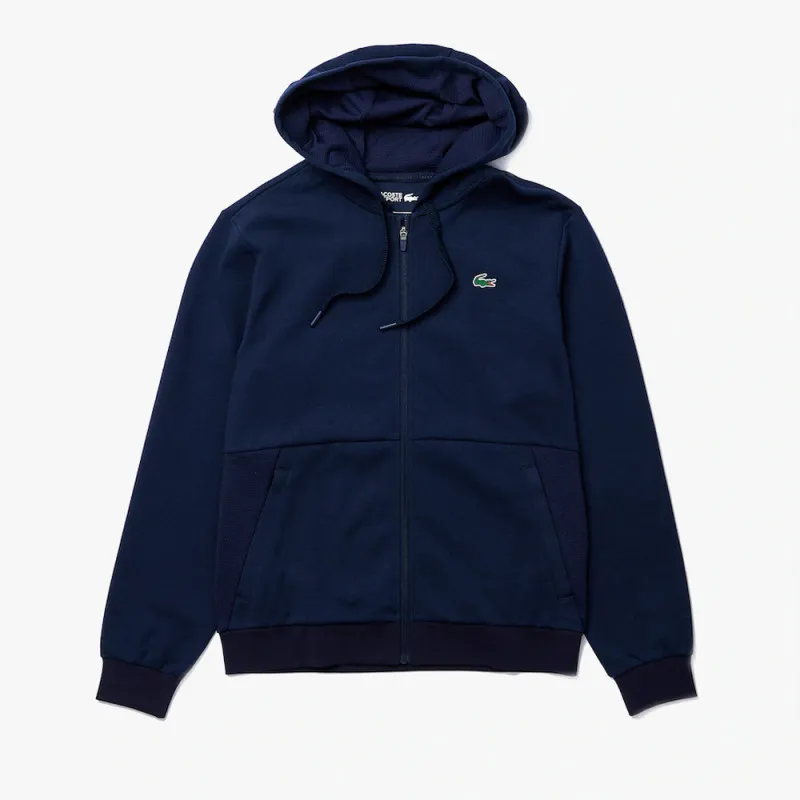 SWEATSHIRT SPORTSUIT ZIPPÉ LACOSTE A EMPIÈCEMENTS EN MESH BLEU MARINE